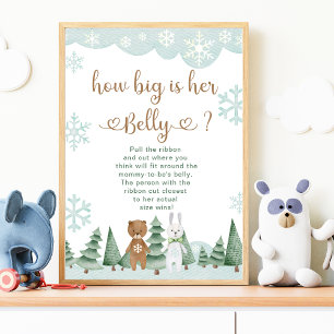 Wie groß ist Belly Winter Schneeflocke Waldlandsch Poster
