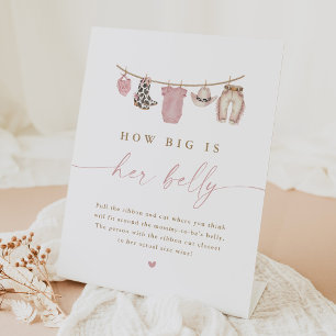 Wie groß ist ihr Bauch Baby Shower-Ständerschild Sockelschild