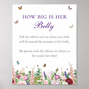 Wie groß ist ihr Bauch? Florals & Butterfliegen Poster