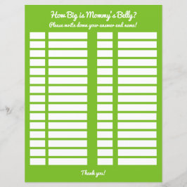 Wie groß ist Mama's Baby Shower Game Log