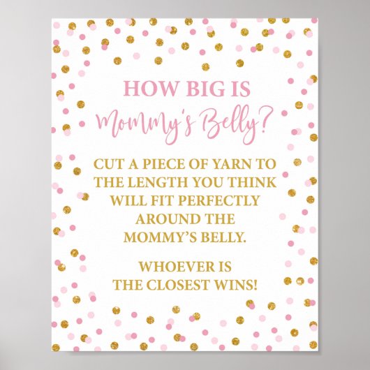 Wie groß ist Mama's Baby Shower Game Pink Poster (Vorne)