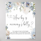 Wie groß ist Mama's Bauch Blue Floral Baby Dusche? Poster (Vorne)