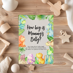 Wie groß ist Mamas Bauch Dinosaurier Baby Shower K Einladung