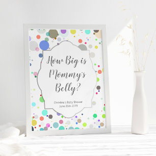 "Wie groß ist Mama's Bauch" Multicolor Babydusche Poster