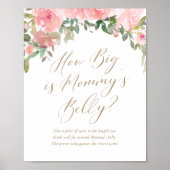 Wie groß ist Mama's Bauch Pink Floral Baby Dusche Poster (Vorne)