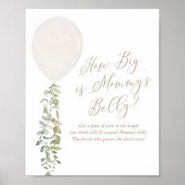 Wie groß ist Mama's Bauch White Balloon Baby Dusch Poster