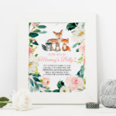 Wie groß ist Mama's Bauch-Woodland-Babydusche Post Poster