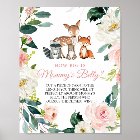 Wie groß ist Mama's Bauch-Woodland-Babydusche Post Poster (Vorne)