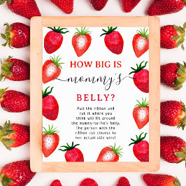 Wie groß ist Mammys Bauch? Strawberry Baby Dusche Poster
