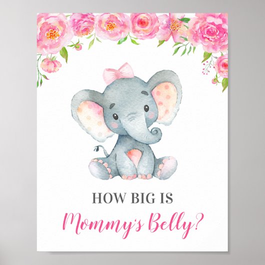 Wie groß ist Mommys Baby Elephant Baby Shower Game Poster (Vorne)