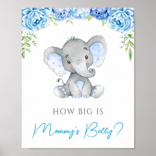 Wie groß ist Mommys Baby Elephant Baby Shower Game Poster (Vorne)
