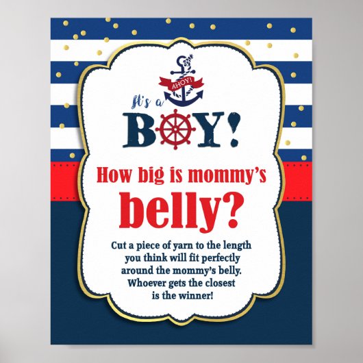 Wie groß ist Mommys Baby Shower Game Nautical Poster (Vorne)