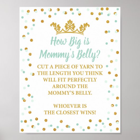 Wie groß ist Mommy's Belly Royal Mint & Gold Sign Poster (Vorne)