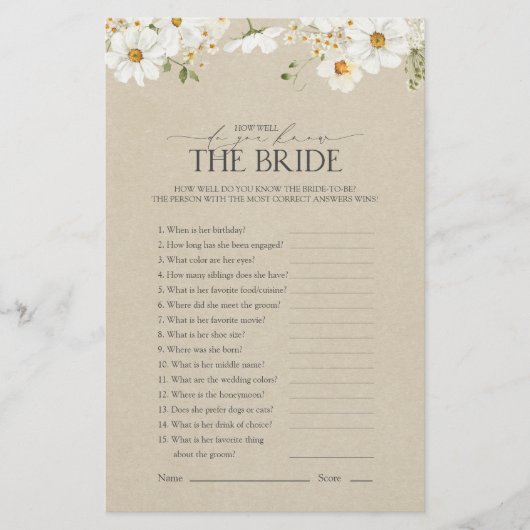 Wie gut kannst du das Brautparty von Bride Daisy s (Vorderseite)