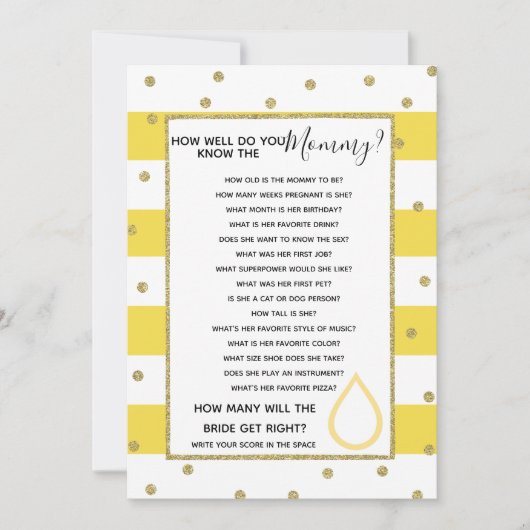 Wie gut kennen Sie das Babyduschenspiel? Einladung (Vorderseite)