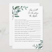 Wie gut kennen Sie das Brautspiel - Eukalyptus? Programm (Vorne/Hinten)