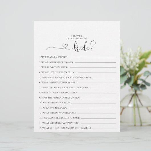 Wie gut kennen Sie das Bride Brautparty Game? (Stehend Vorderseite)