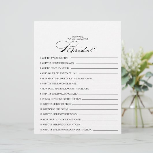 Wie gut kennen Sie das Bride Brautparty Game? (Stehend Vorderseite)