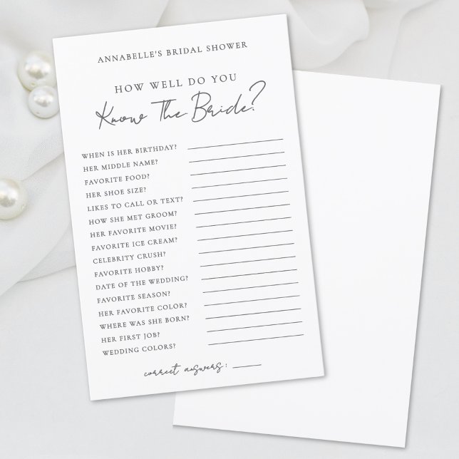 Wie gut kennen Sie das Bride Brautparty Game? (How Well Do You Know The Bride Bridal Shower Game)
