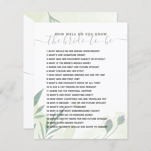 Wie gut kennen Sie das Bride Brautparty Game? (Vorne/Hinten)