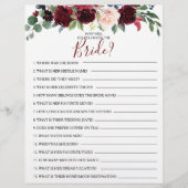 Wie gut kennen Sie das Bride Brautparty Game? (Vorderseite)