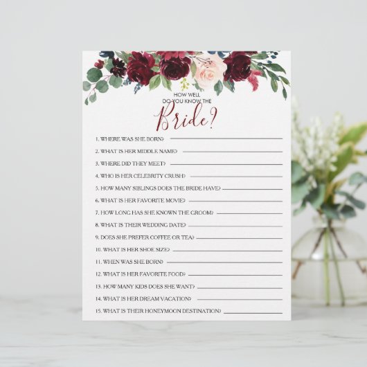 Wie gut kennen Sie das Bride Brautparty Game? (Stehend Vorderseite)