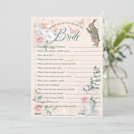 Wie gut kennen Sie das Bride Brautparty Game? Einladung (Stehend Vorderseite)