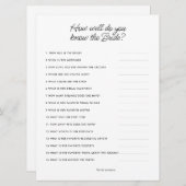 Wie gut kennen Sie das Bride Brautparty Game? Einladung (Vorne/Hinten)