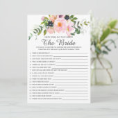 Wie gut kennen Sie das Bride Brautparty Game? Einladung (Stehend Vorderseite)