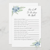 Wie gut kennen Sie das Bride Game - Blue Floral? Programm (Vorne/Hinten)