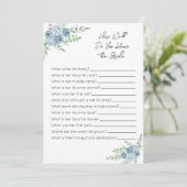 Wie gut kennen Sie das Bride Game - Blue Floral? Programm (Stehend Vorderseite)