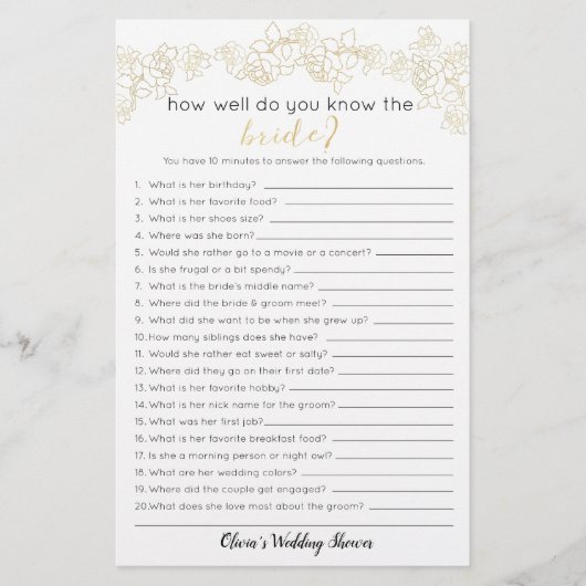 Wie gut kennen Sie das Bride Game, Brautparty? Flyer (Vorne)