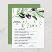 Wie gut kennen Sie das Bride Olive Branch Bridal G (Vorne/Hinten)