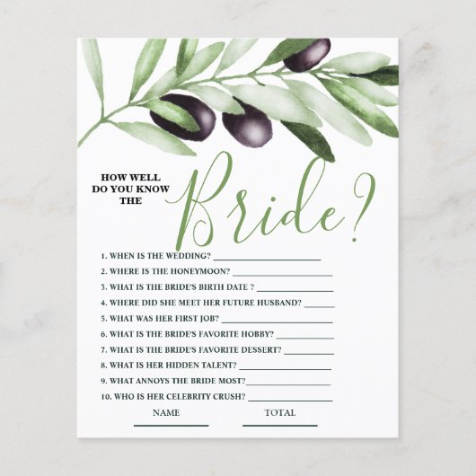 Wie gut kennen Sie das Bride Olive Branch Bridal G (Vorderseite)