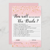 Wie gut kennen Sie das Bride Pink Bridal Game? Einladung (Vorne/Hinten)