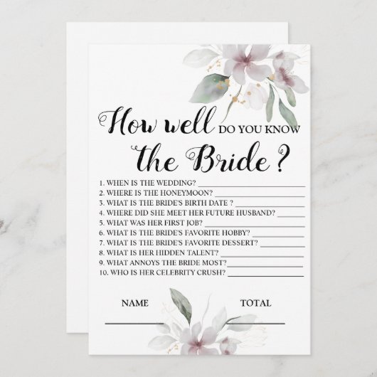 Wie gut kennen Sie das Bride Pink Bridal Game In? Einladung (Vorne/Hinten)