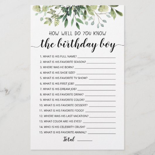 Wie gut kennen Sie das Geburtstagsspiel? (Vorderseite)