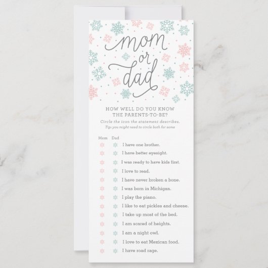 Wie gut kennen Sie das Snowflake Baby Showspiel? Einladung (Vorderseite)