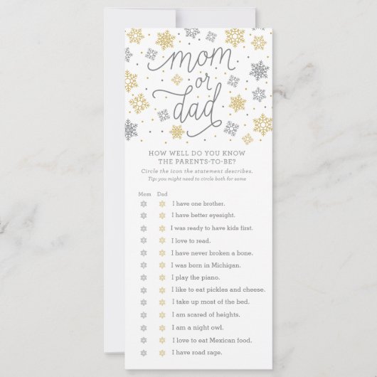 Wie gut kennen Sie das Snowflake Baby Showspiel? Einladung (Vorderseite)