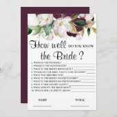 Wie gut kennen Sie das Spiel der Braut-Blumen? Einladung (Vorne/Hinten)