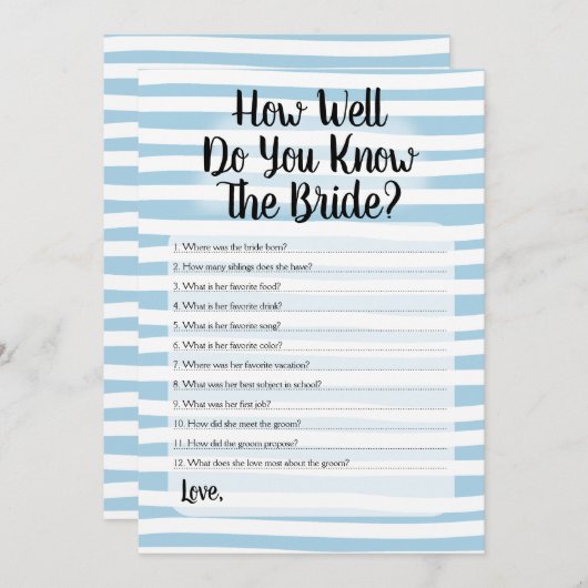 Wie gut kennen Sie den blauen Streifen? Einladung (Vorne/Hinten)