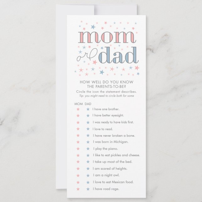 Wie gut kennen Sie die Babyduschkarte? (Vorderseite)