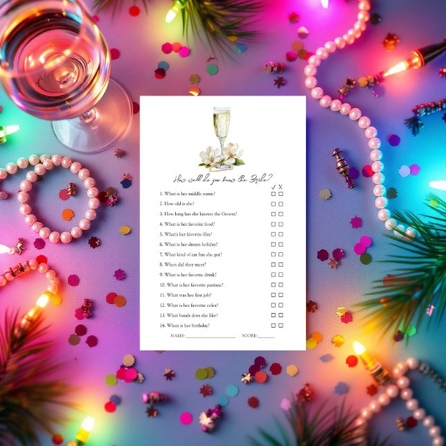 Wie gut kennen Sie die Braut? Brautparty Game (How Well Do You Know the Bride? Bridal Shower Game)