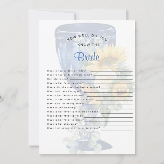 Wie gut kennen Sie die Brautdusche? Einladung (Vorderseite)