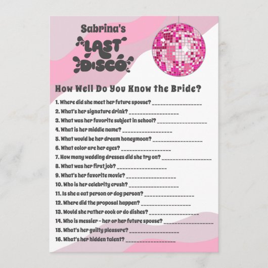 Wie gut kennen Sie die Bride Bach Game Card? Programm (Vorderseite)