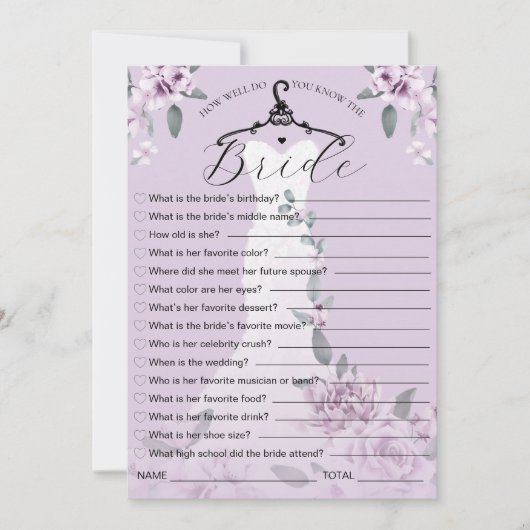 Wie gut kennen Sie die Bride Wedding Game Card? Einladung (Vorderseite)