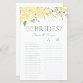 Wie gut kennen Sie die Brides Yellow Roses LGBTQ? (Vorne/Hinten)