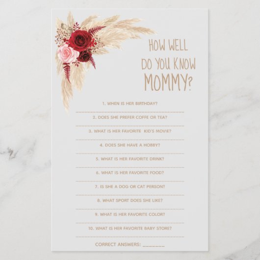 Wie gut kennen Sie die Mama Baby Showcard? Flyer (Vorne)