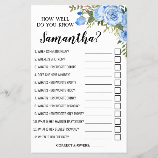 Wie gut kennen Sie die Mama Baby Showkarte? Flyer (Vorne)