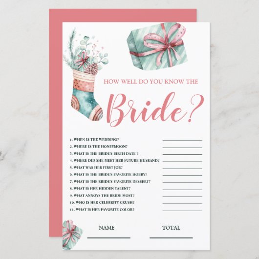 Wie gut kennen wir das Bride Christmas Bridal Game (Vorne/Hinten)